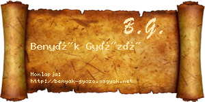 Benyák Győző névjegykártya